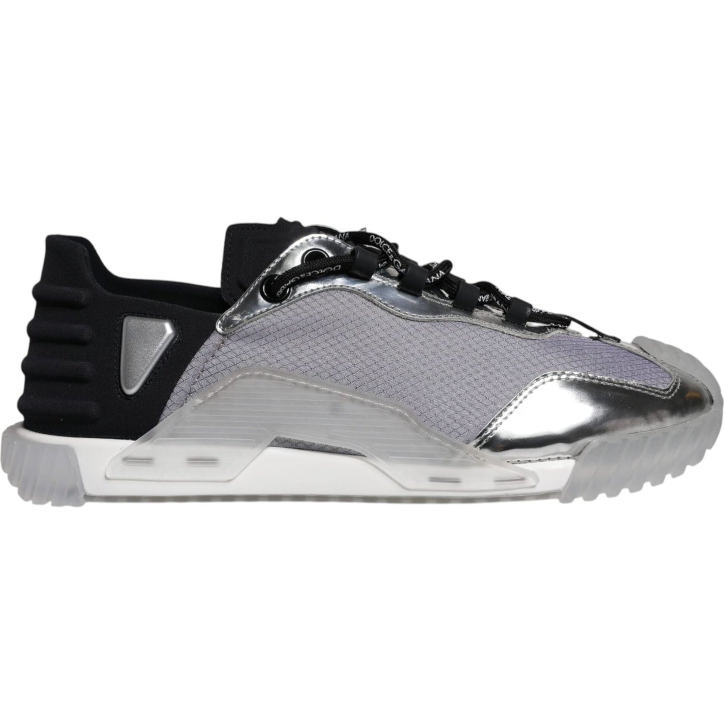 Dolce & Gabbana Silver Black Nylon NS1 Low Top Sneakers Shoes Dolce & Gabbana Dark Gray