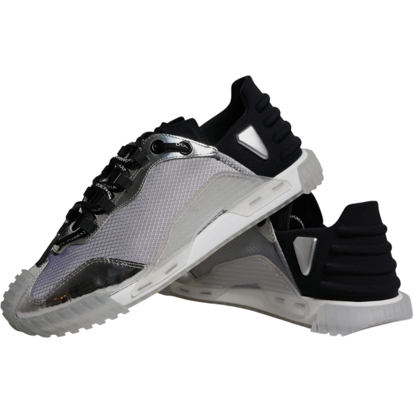 Dolce & Gabbana Silver Black Nylon NS1 Low Top Sneakers Shoes Dolce & Gabbana Dark Slate Gray