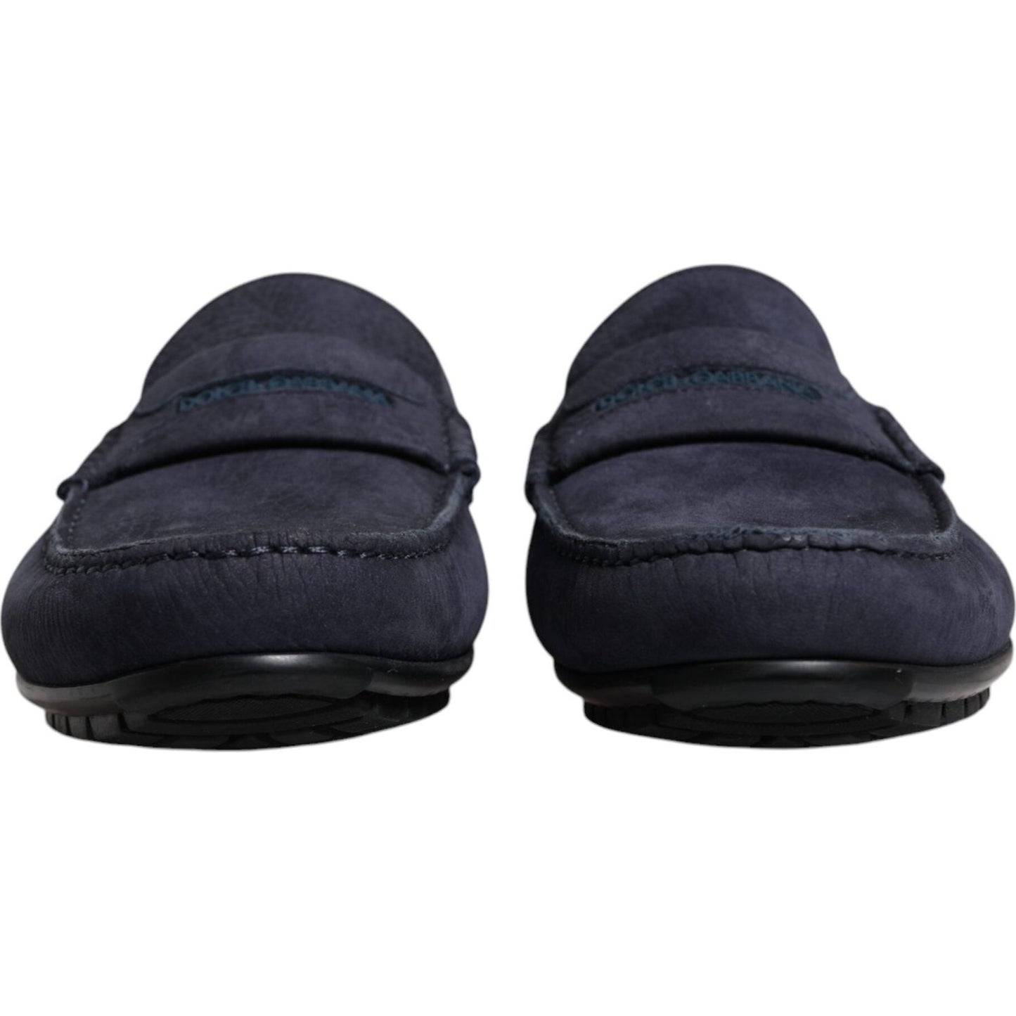 Dolce & Gabbana Blue Calf Leather Slip On Men Moccasin Shoes Dolce & Gabbana Dark Slate Gray