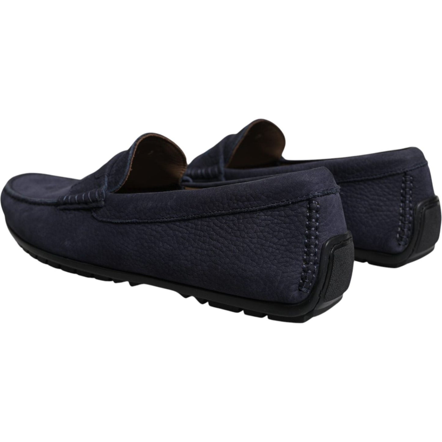 Dolce & Gabbana Blue Calf Leather Slip On Men Moccasin Shoes Dolce & Gabbana Black