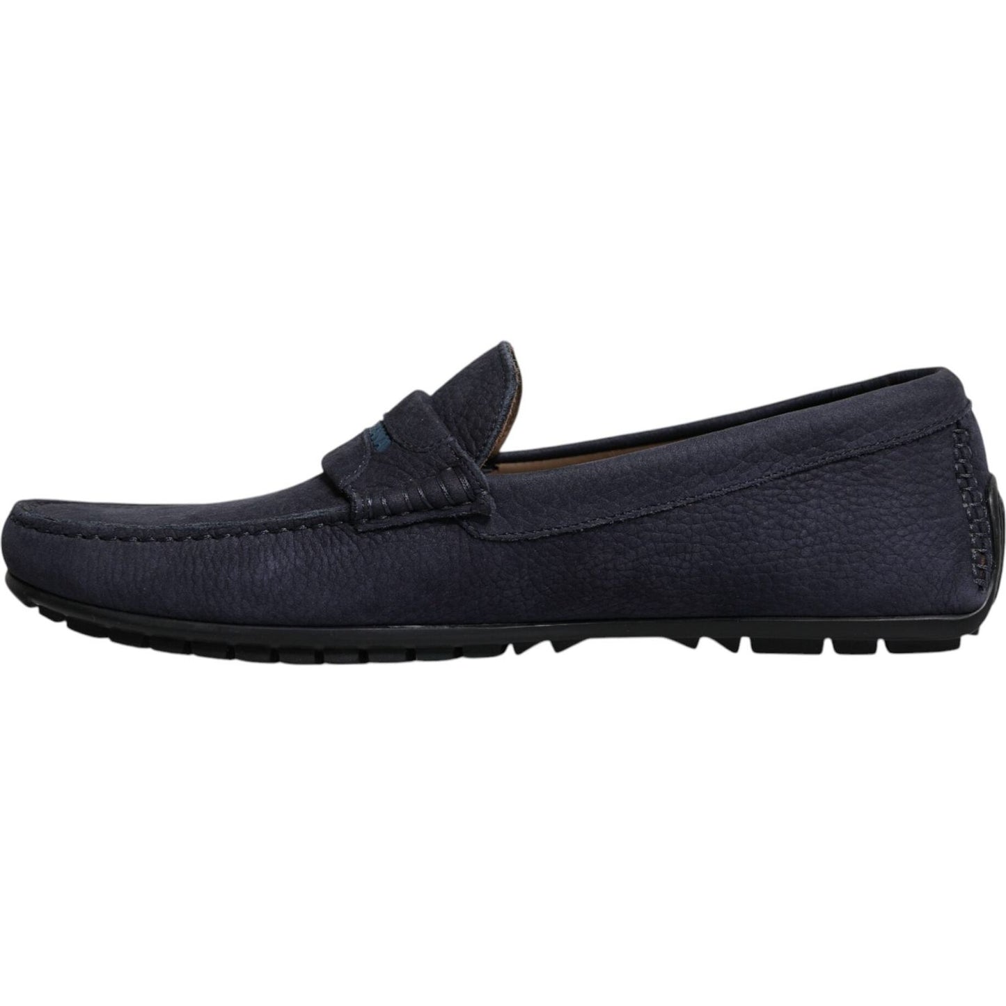 Dolce & Gabbana Blue Calf Leather Slip On Men Moccasin Shoes Dolce & Gabbana Dark Slate Gray
