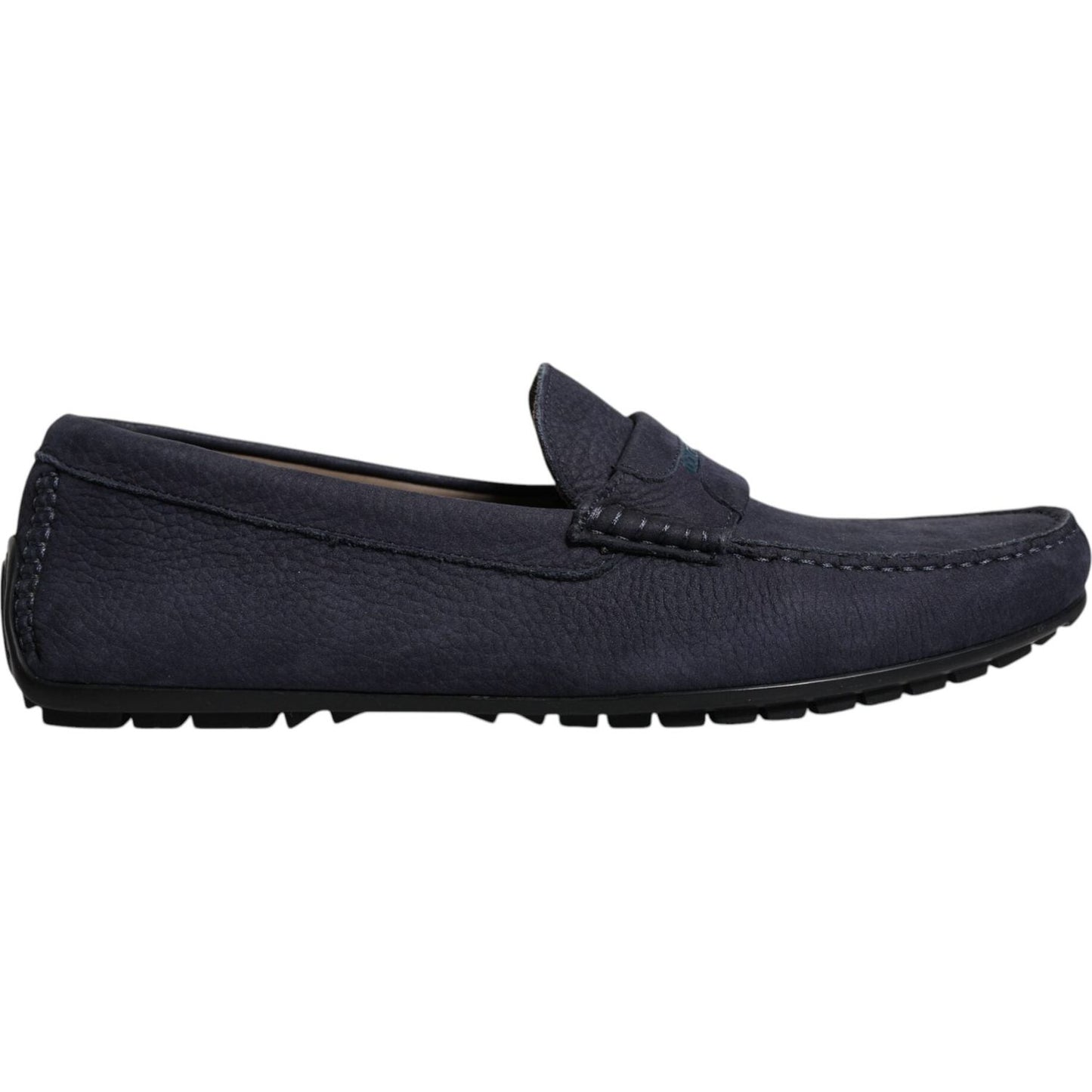 Dolce & Gabbana Blue Calf Leather Slip On Men Moccasin Shoes Dolce & Gabbana Dark Slate Gray