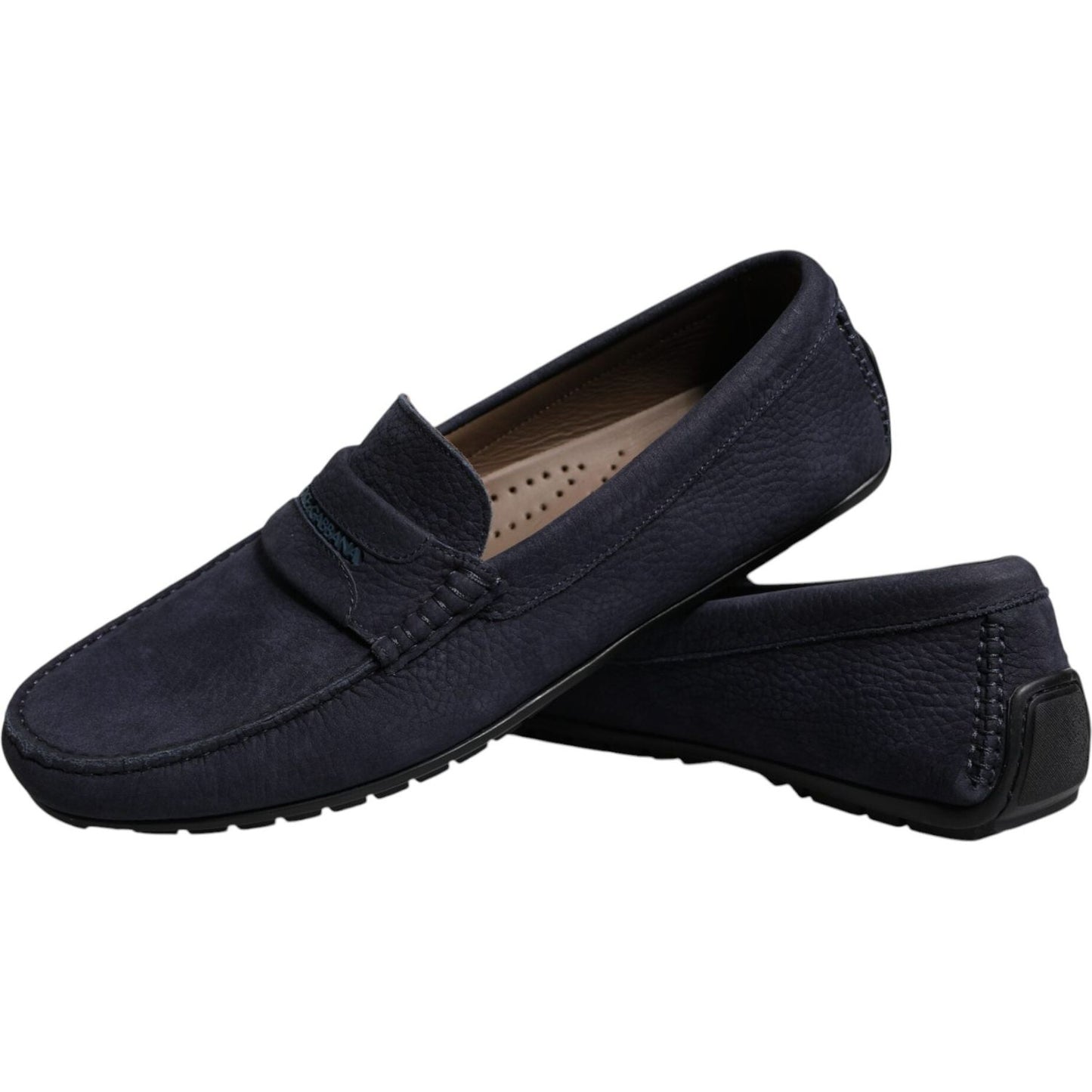Dolce & Gabbana Blue Calf Leather Slip On Men Moccasin Shoes Dolce & Gabbana Black