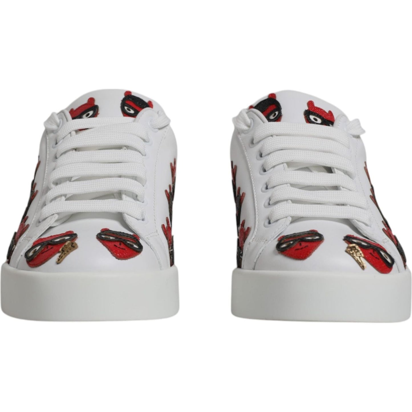 Dolce & Gabbana White Devil Face Portofino Sneakers Shoes Dolce & Gabbana Gray