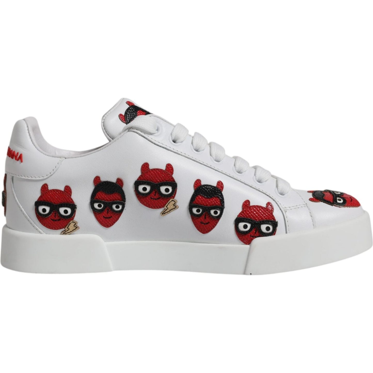 Dolce & Gabbana White Devil Face Portofino Sneakers Shoes Dolce & Gabbana Gray
