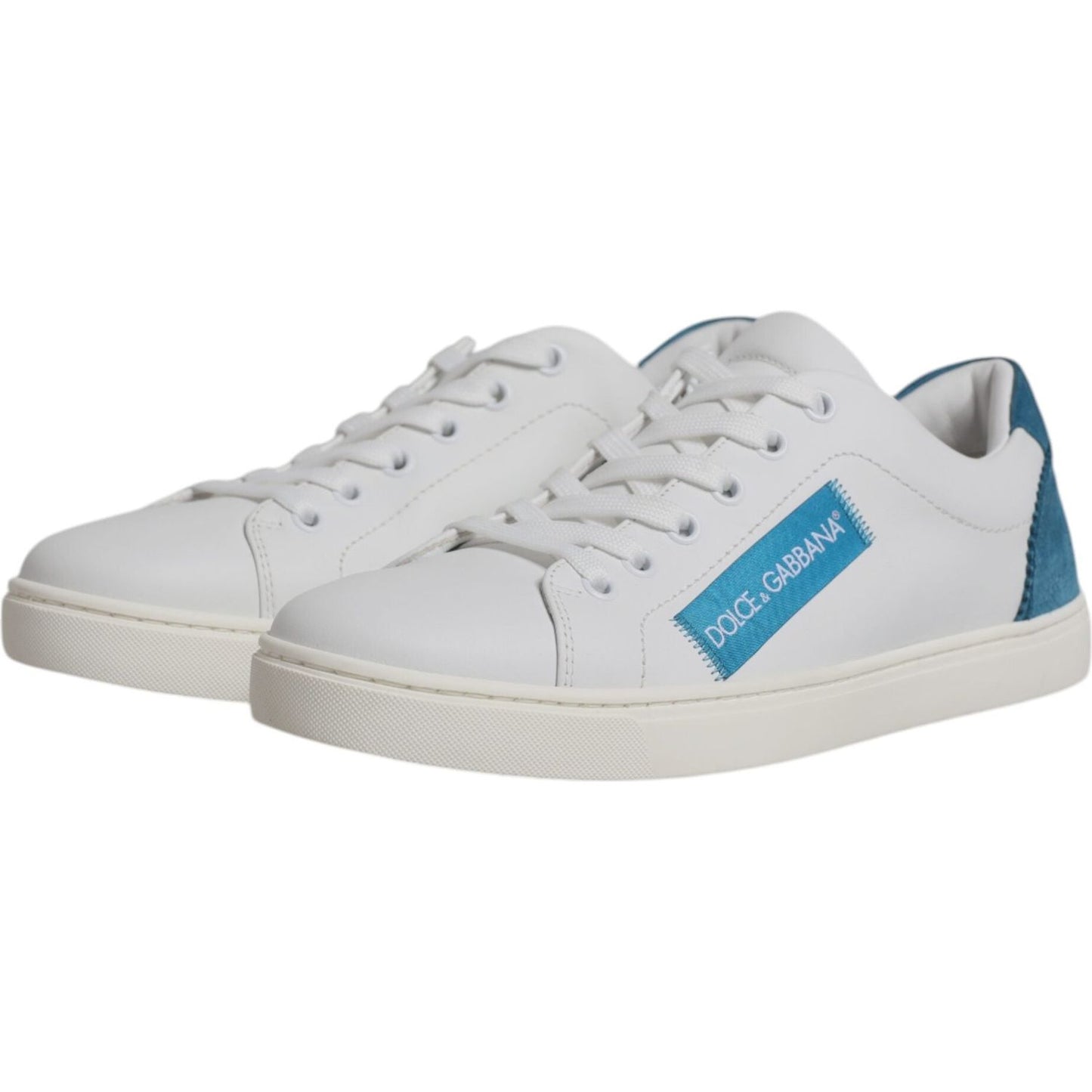 Dolce & Gabbana White London Calf Leather Sneakers Shoes Dolce & Gabbana Light Gray