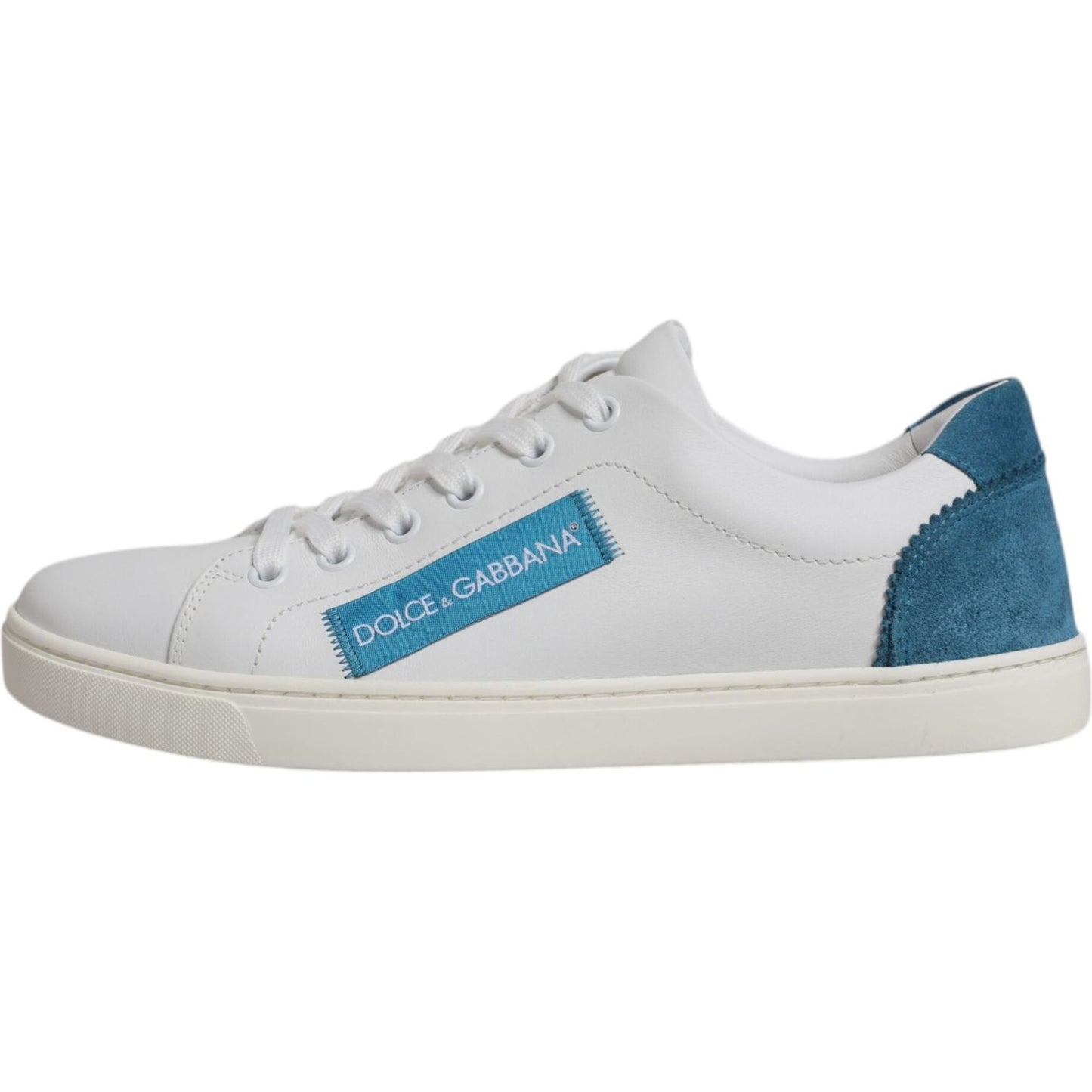 Dolce & Gabbana White London Calf Leather Sneakers Shoes Dolce & Gabbana Light Gray