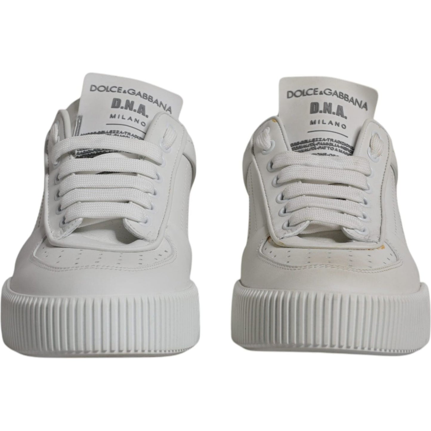 Dolce & Gabbana White Miami Leather Low Top Sneakers Shoes Dolce & Gabbana Gray