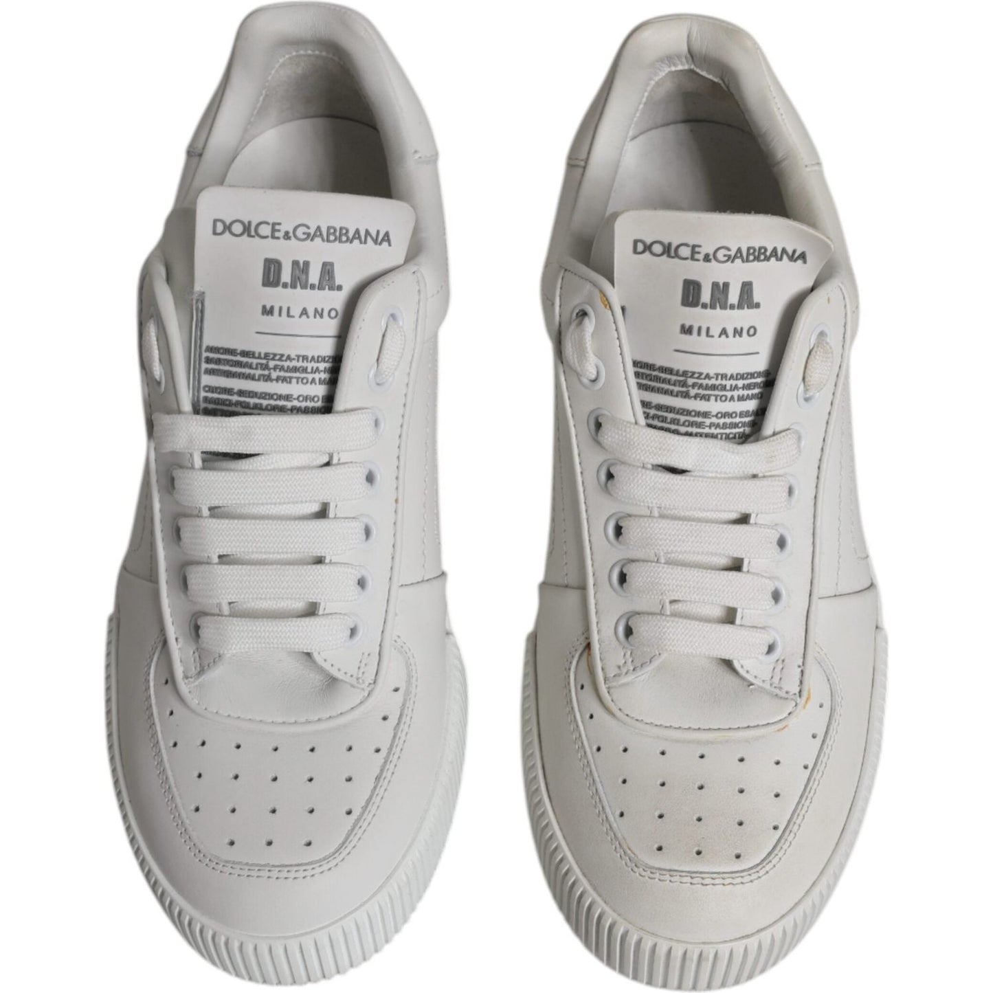 Dolce & Gabbana White Miami Leather Low Top Sneakers Shoes Dolce & Gabbana Gray