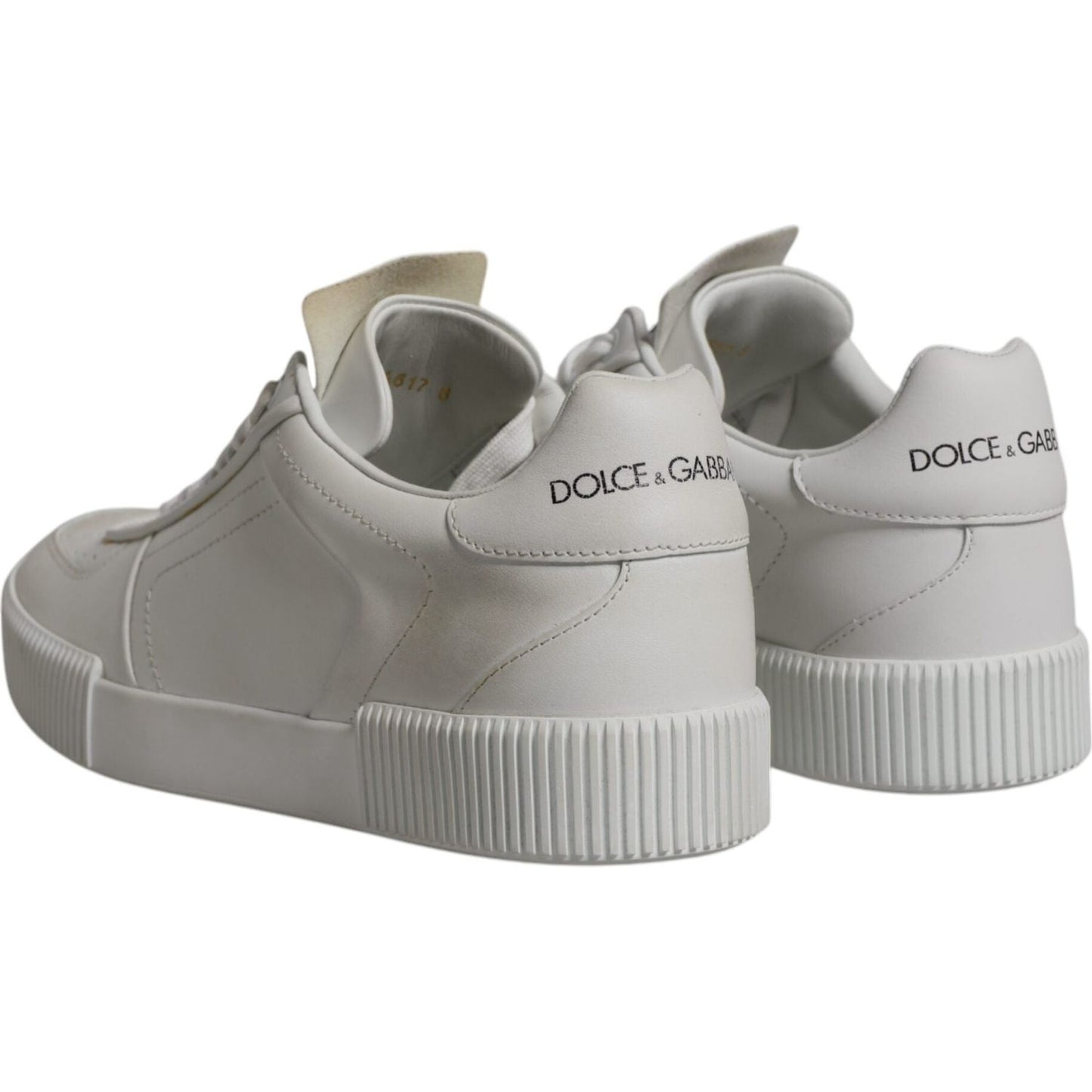 Dolce & Gabbana White Miami Leather Low Top Sneakers Shoes Dolce & Gabbana Dark Gray