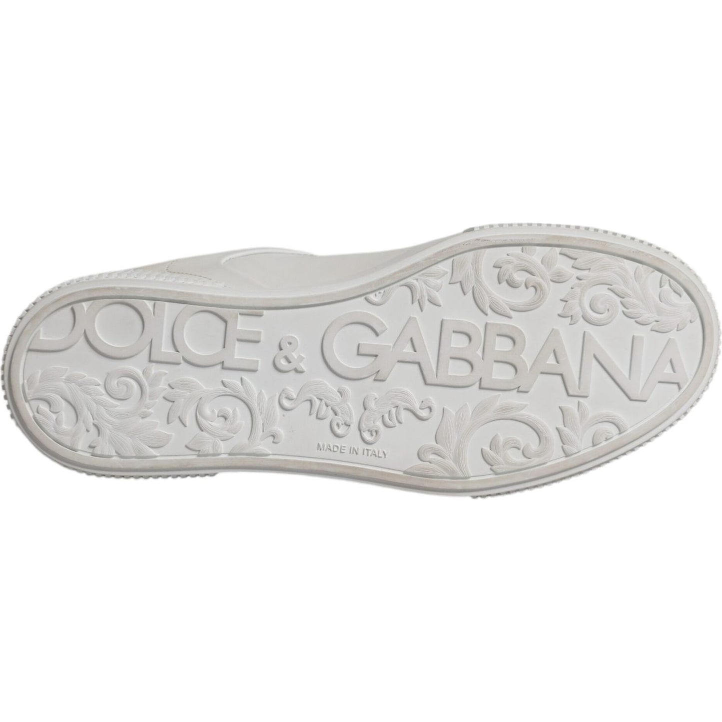 Dolce & Gabbana White Miami Leather Low Top Sneakers Shoes Dolce & Gabbana Gray