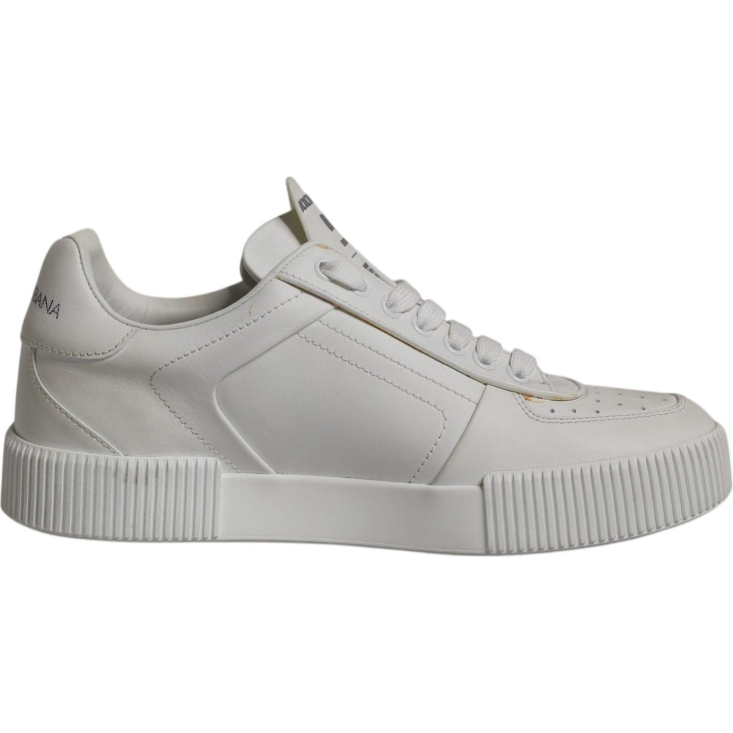 Dolce & Gabbana White Miami Leather Low Top Sneakers Shoes Dolce & Gabbana Dark Gray