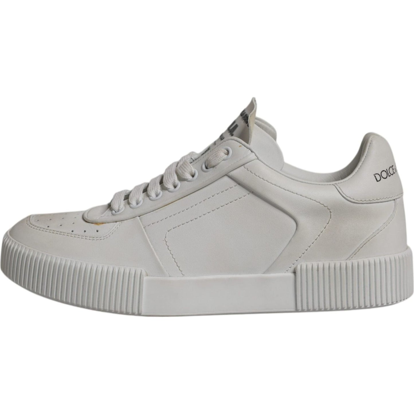 Dolce & Gabbana White Miami Leather Low Top Sneakers Shoes Dolce & Gabbana Dark Gray