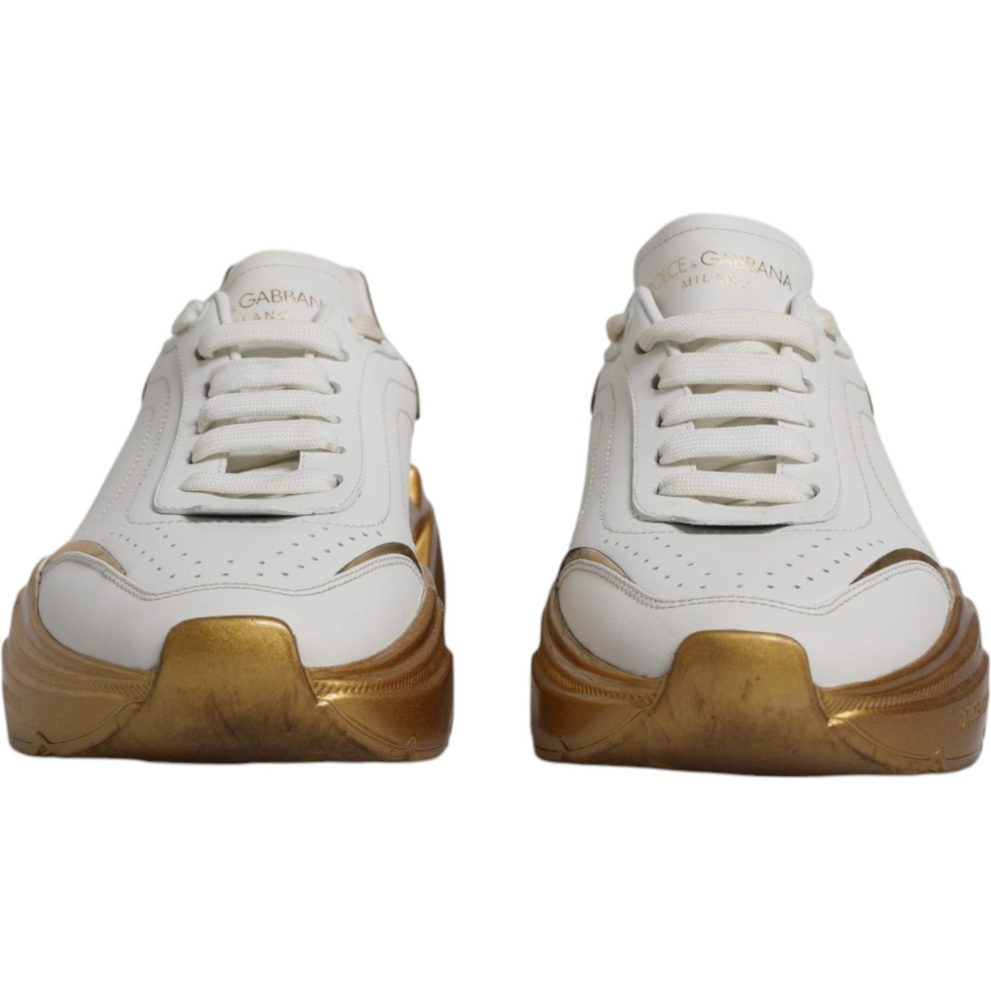Dolce & Gabbana White Gold Daymaster Low Top Sneakers Shoes Dolce & Gabbana Gray