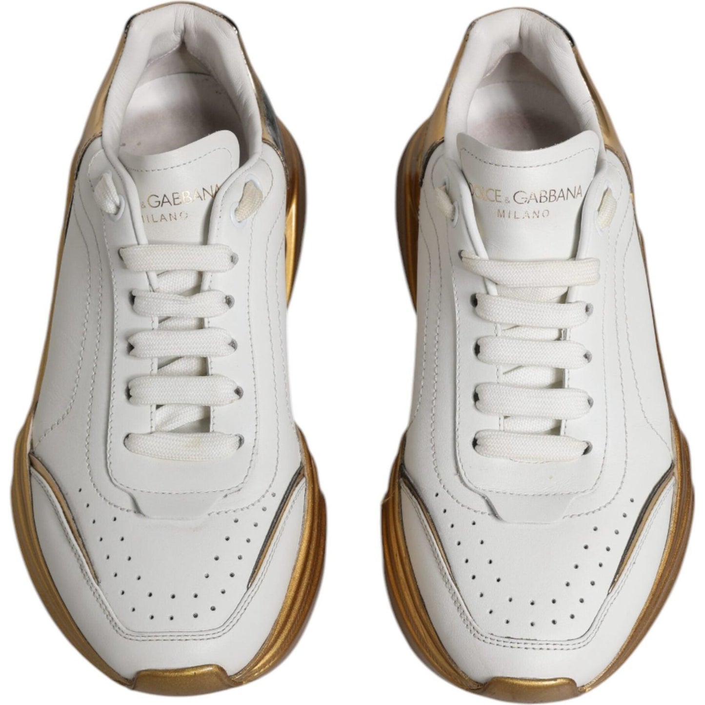 Dolce & Gabbana White Gold Daymaster Low Top Sneakers Shoes Dolce & Gabbana Light Gray