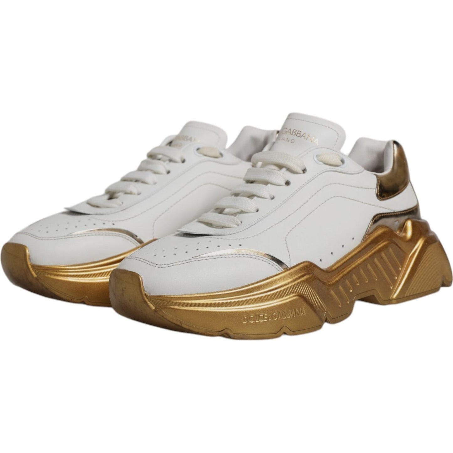 Dolce & Gabbana White Gold Daymaster Low Top Sneakers Shoes Dolce & Gabbana Sienna