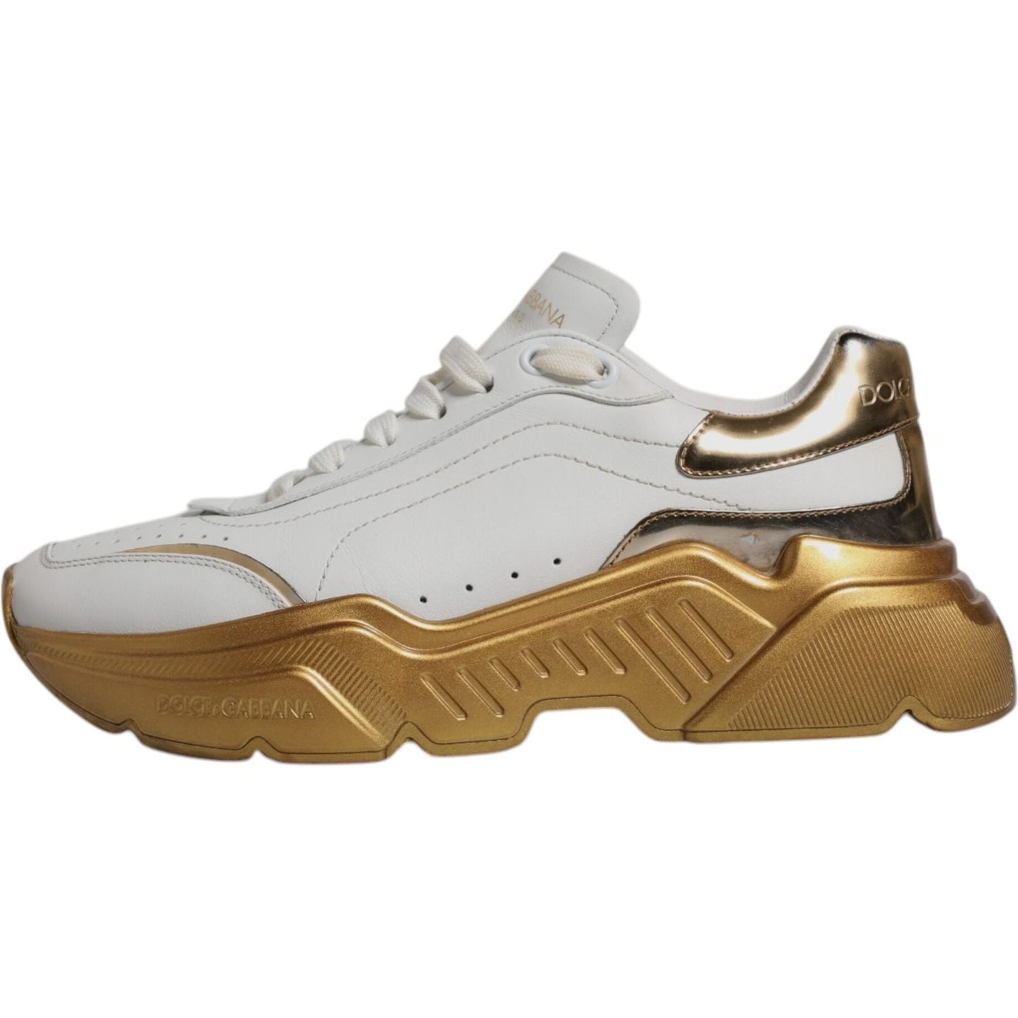 Dolce & Gabbana White Gold Daymaster Low Top Sneakers Shoes Dolce & Gabbana Sienna