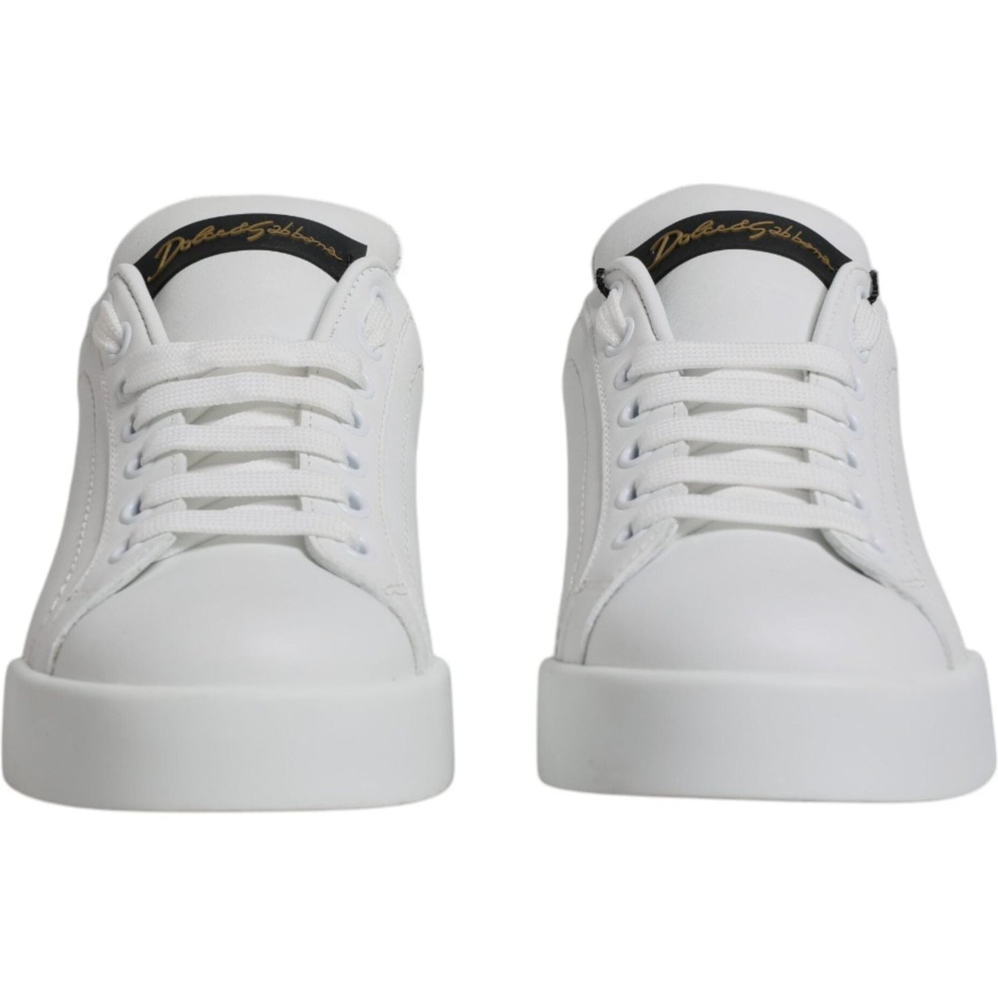 Dolce & Gabbana White Leather Classic Low Top Sneakers Shoes Dolce & Gabbana Gray