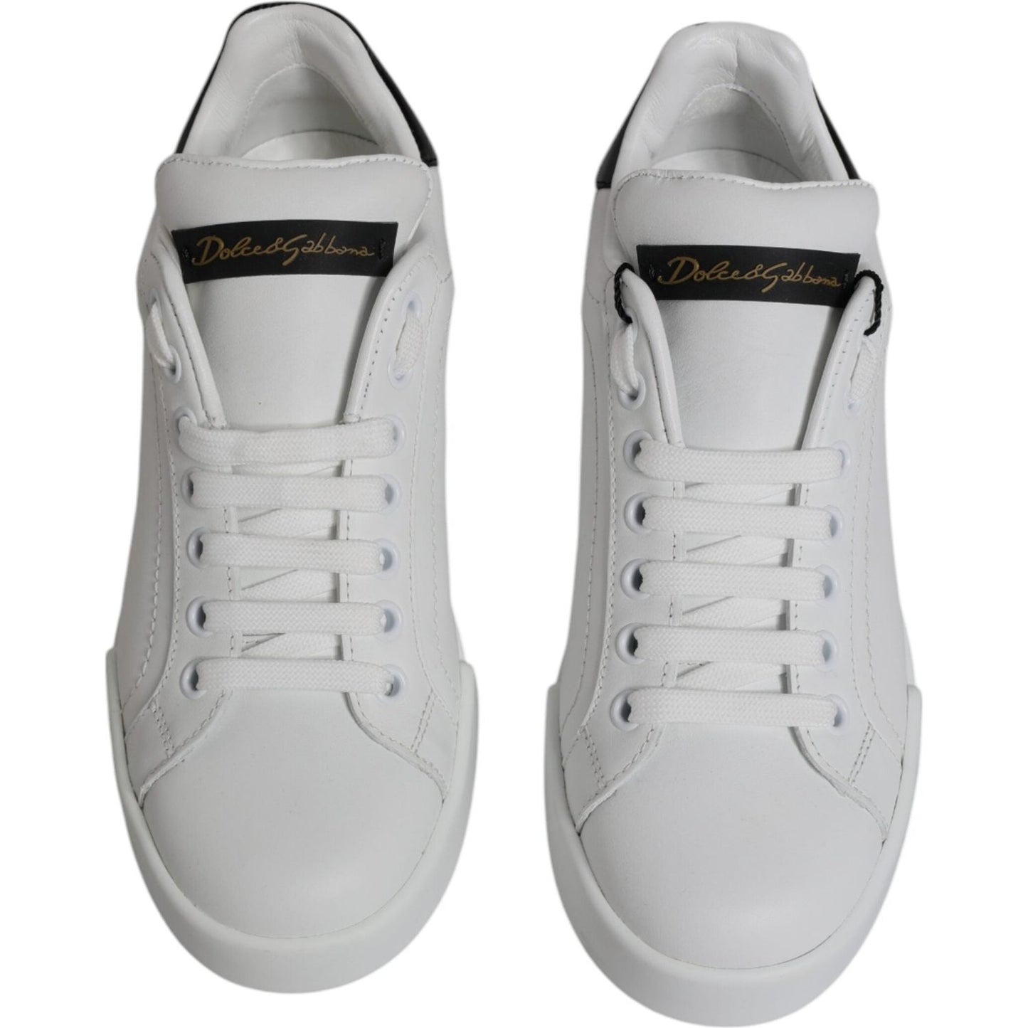Dolce & Gabbana White Leather Classic Low Top Sneakers Shoes Dolce & Gabbana Gray
