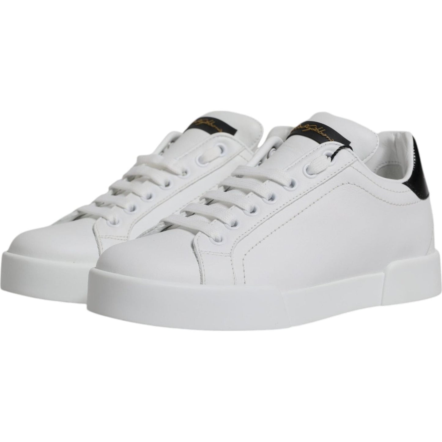 Dolce & Gabbana White Leather Classic Low Top Sneakers Shoes Dolce & Gabbana Light Gray