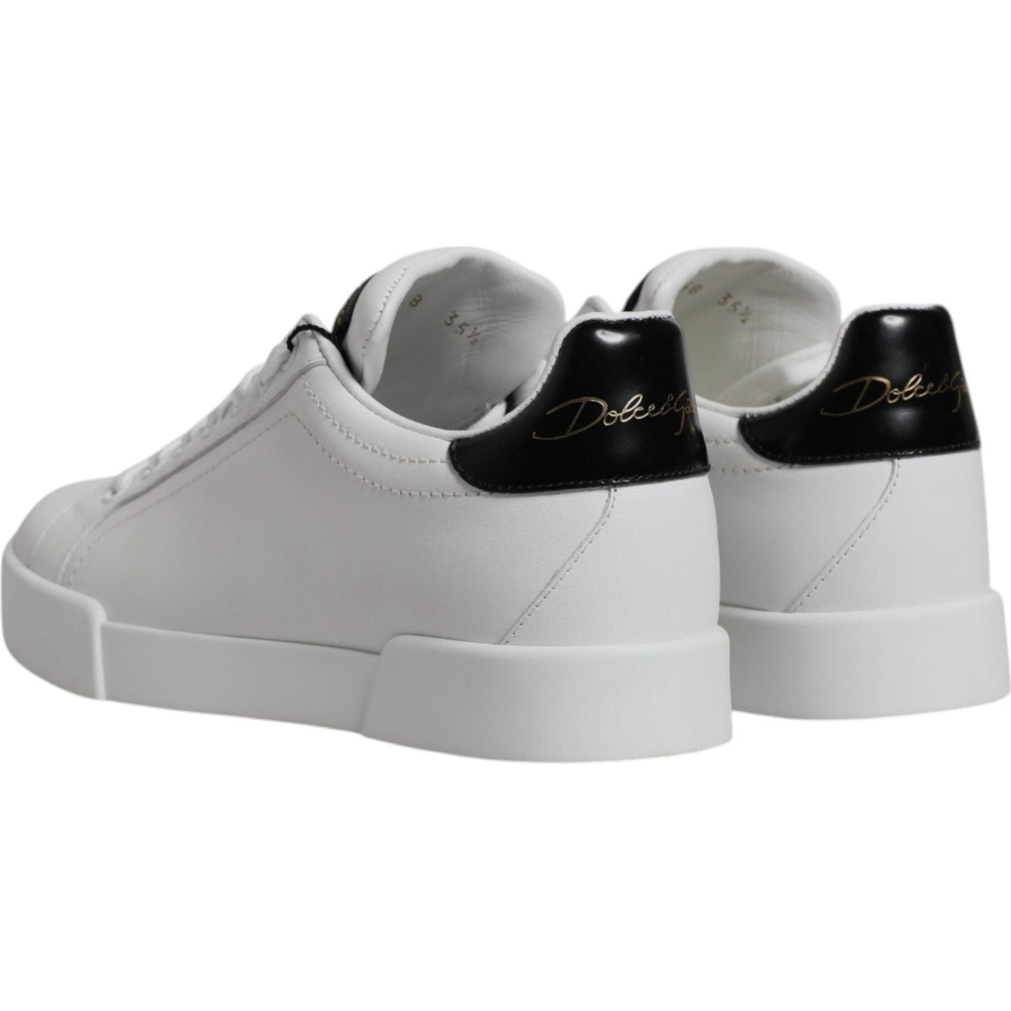 Dolce & Gabbana White Leather Classic Low Top Sneakers Shoes Dolce & Gabbana Dark Gray