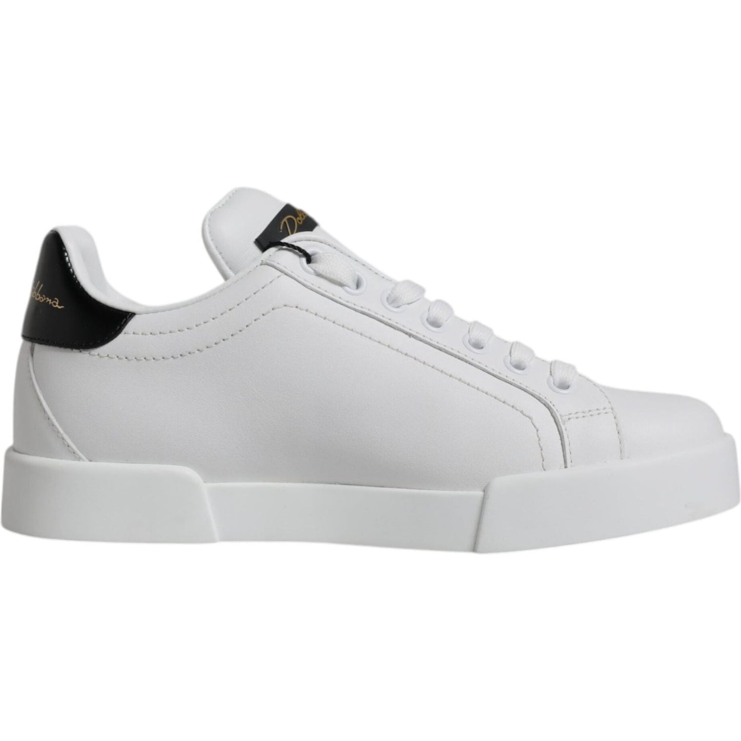 Dolce & Gabbana White Leather Classic Low Top Sneakers Shoes Dolce & Gabbana Gray