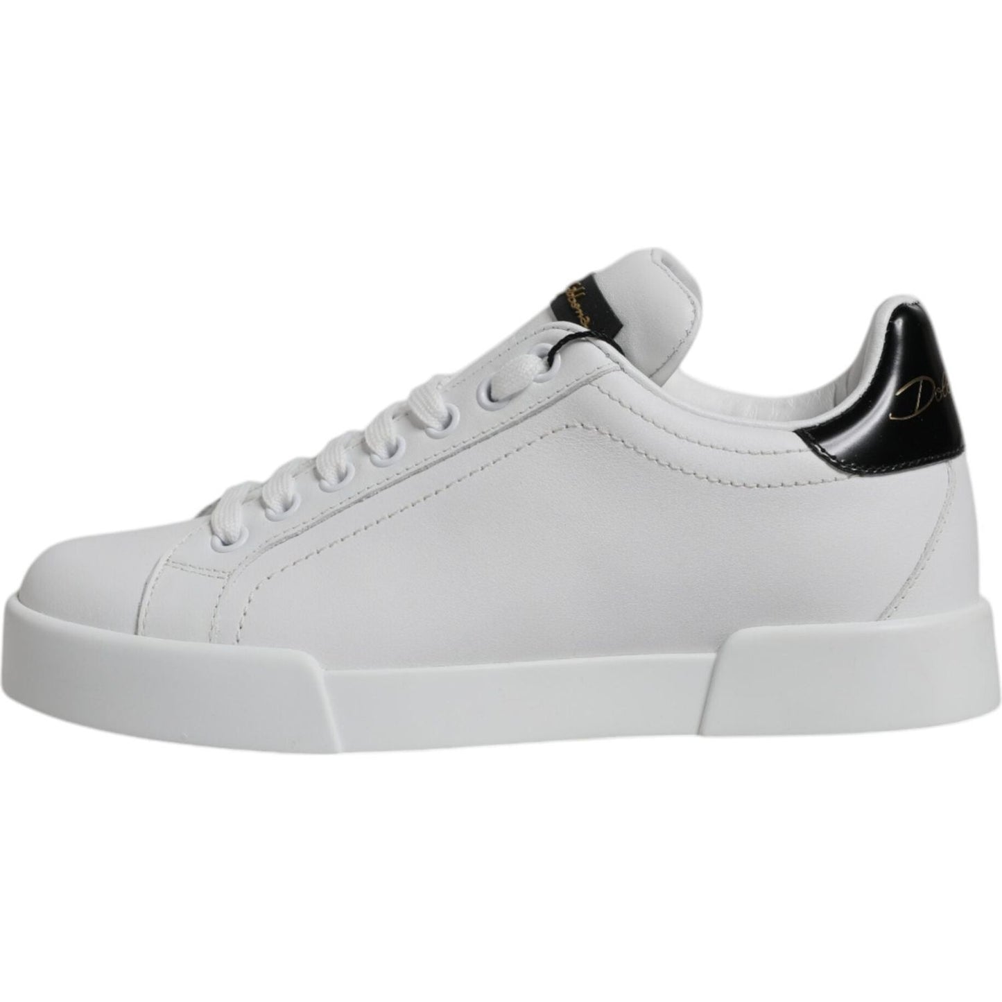 Dolce & Gabbana White Leather Classic Low Top Sneakers Shoes Dolce & Gabbana Gray