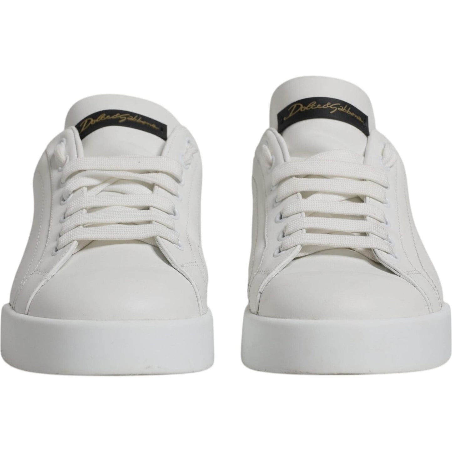 Dolce & Gabbana White Leather Classic Low Top Sneakers Shoes Dolce & Gabbana Gray