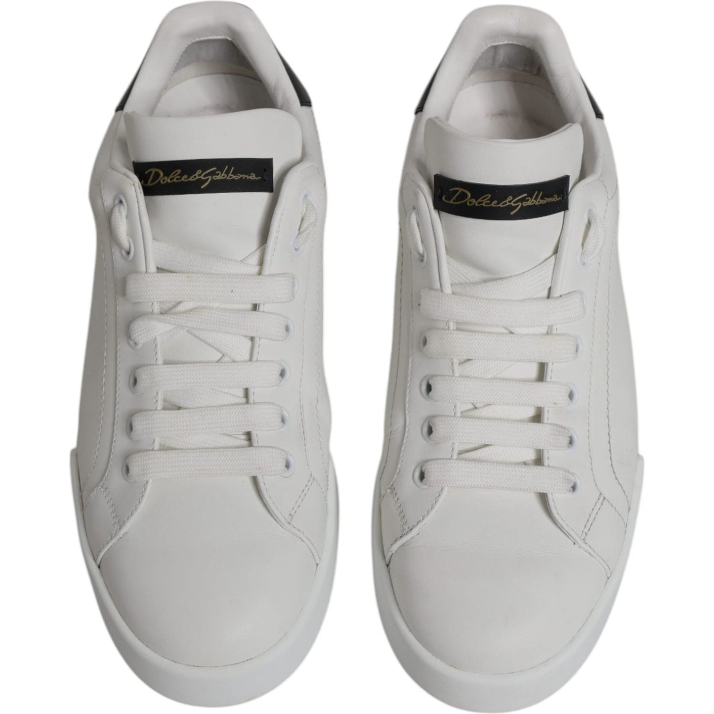 Dolce & Gabbana White Leather Classic Low Top Sneakers Shoes Dolce & Gabbana Gray