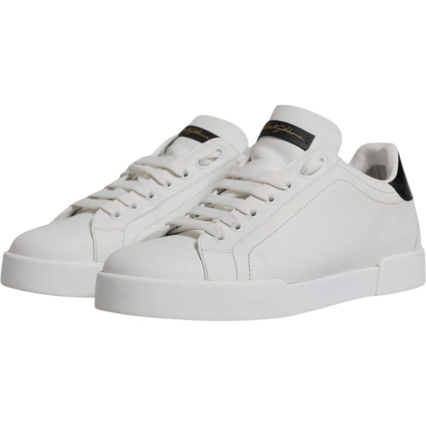 Dolce & Gabbana White Leather Classic Low Top Sneakers Shoes Dolce & Gabbana Light Gray