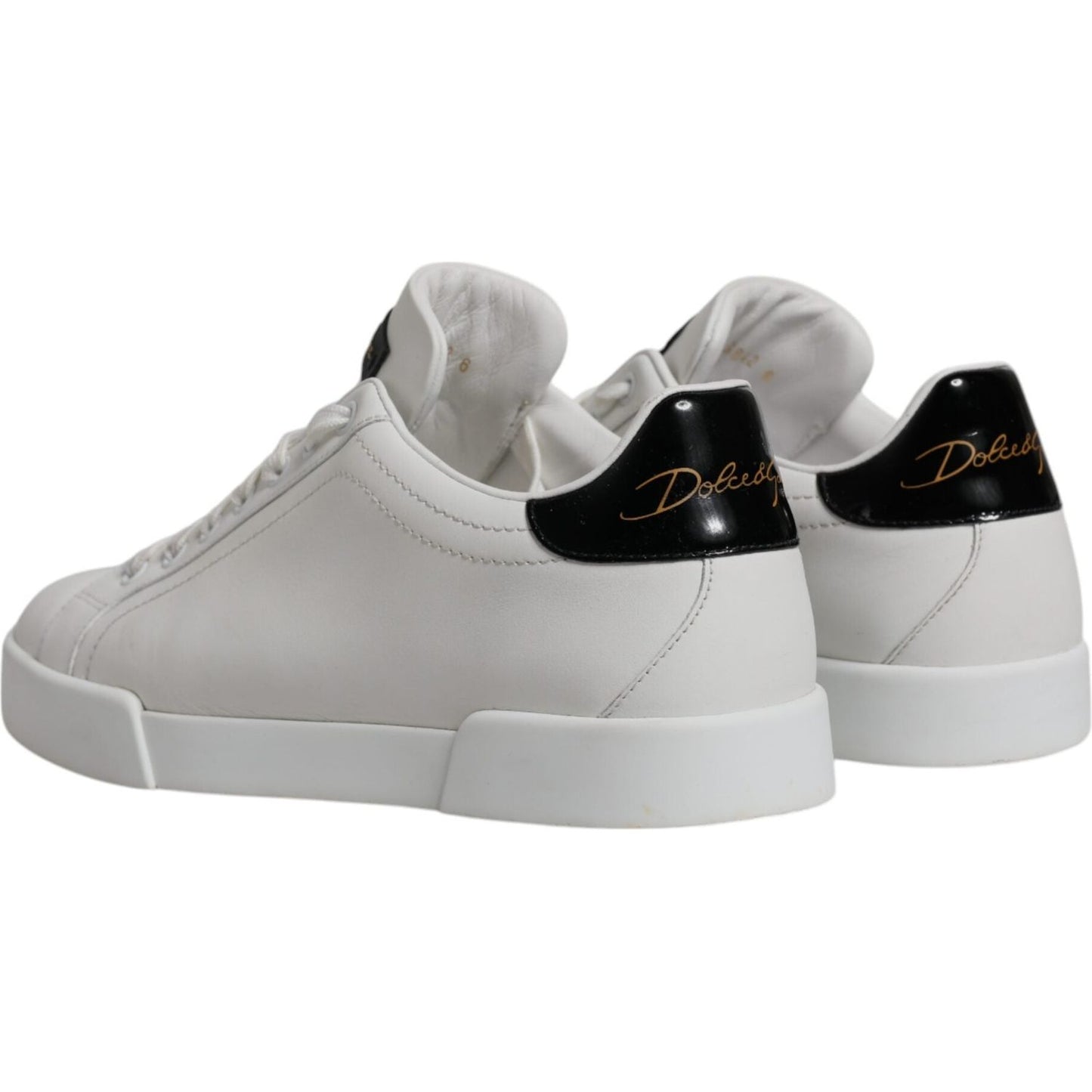 Dolce & Gabbana White Leather Classic Low Top Sneakers Shoes Dolce & Gabbana Dark Gray