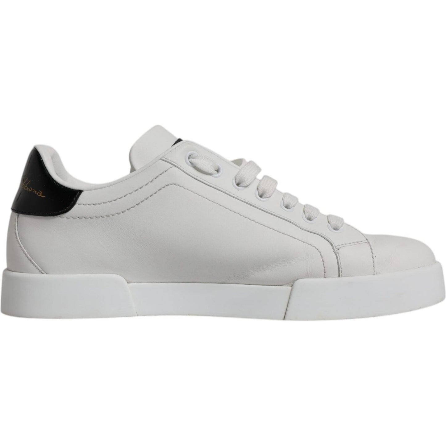 Dolce & Gabbana White Leather Classic Low Top Sneakers Shoes Dolce & Gabbana Gray