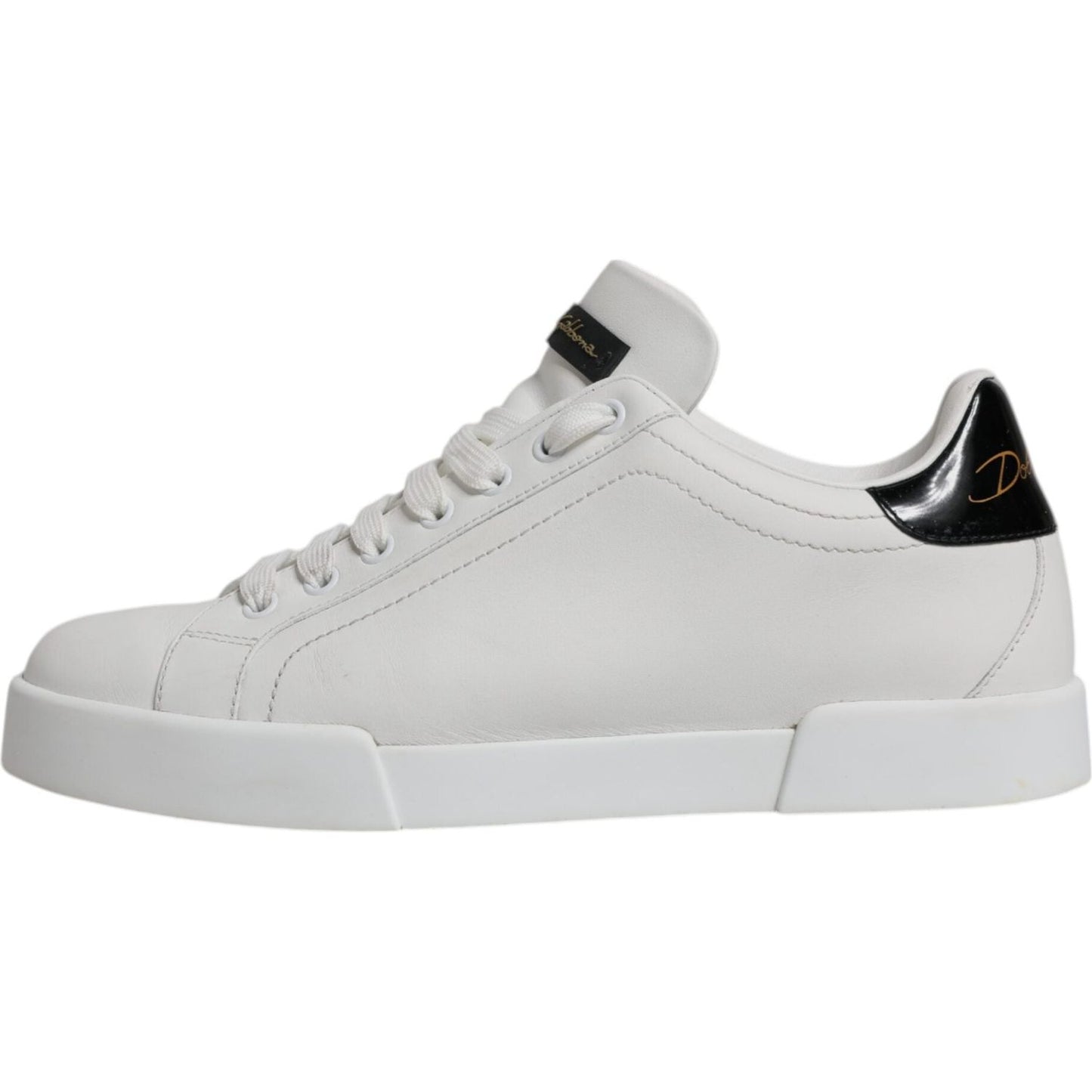 Dolce & Gabbana White Leather Classic Low Top Sneakers Shoes Dolce & Gabbana Light Gray
