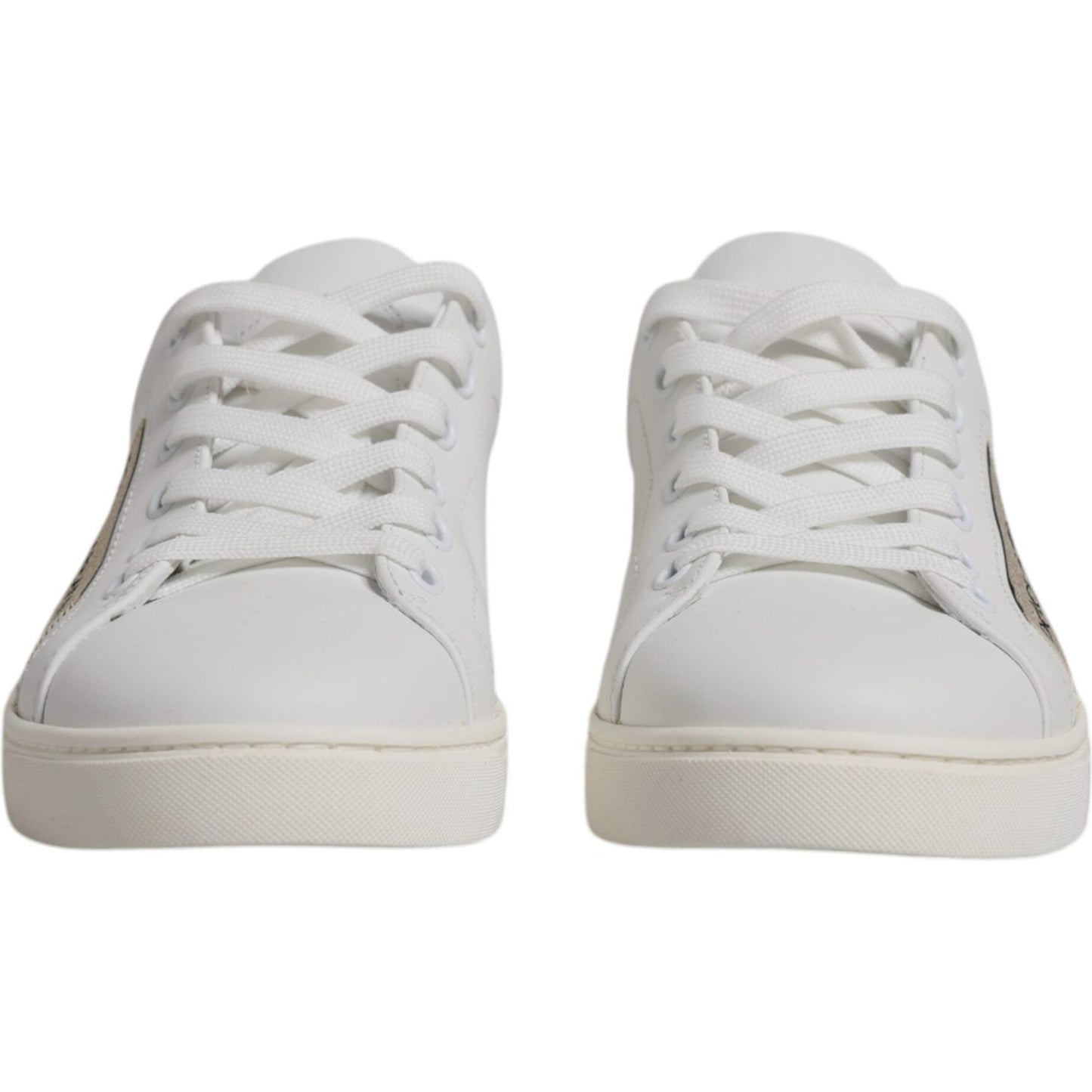 Dolce & Gabbana White London Calf Leather Sneakers Shoes Dolce & Gabbana Gray