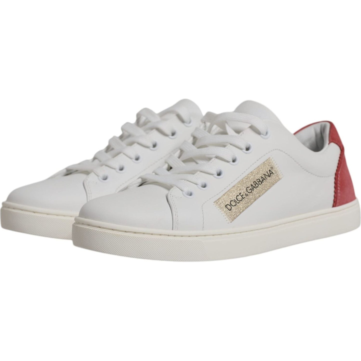 Dolce & Gabbana White London Calf Leather Sneakers Shoes Dolce & Gabbana Light Gray