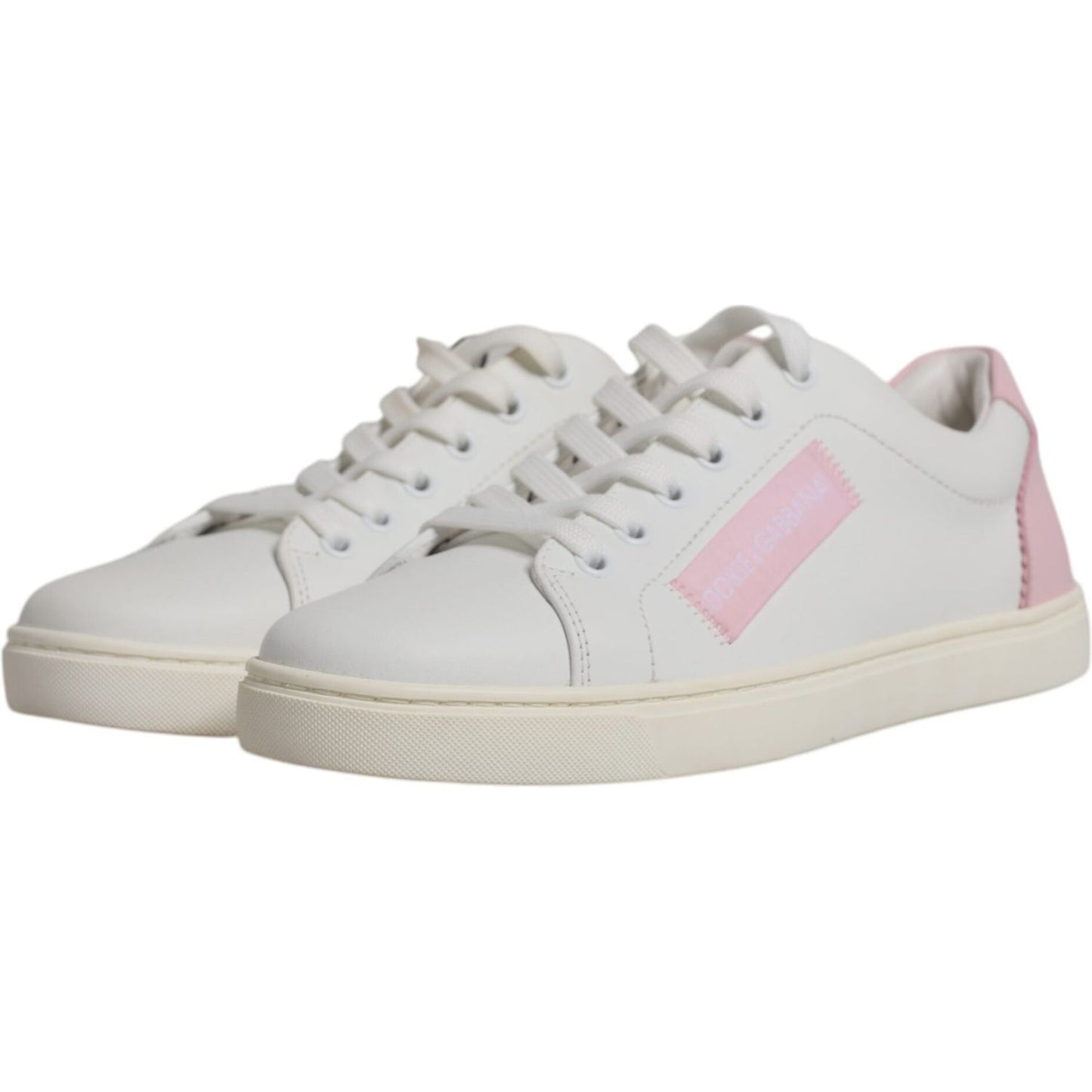 Dolce & Gabbana White Classic Calf Leather Sneakers Shoes Dolce & Gabbana Light Gray