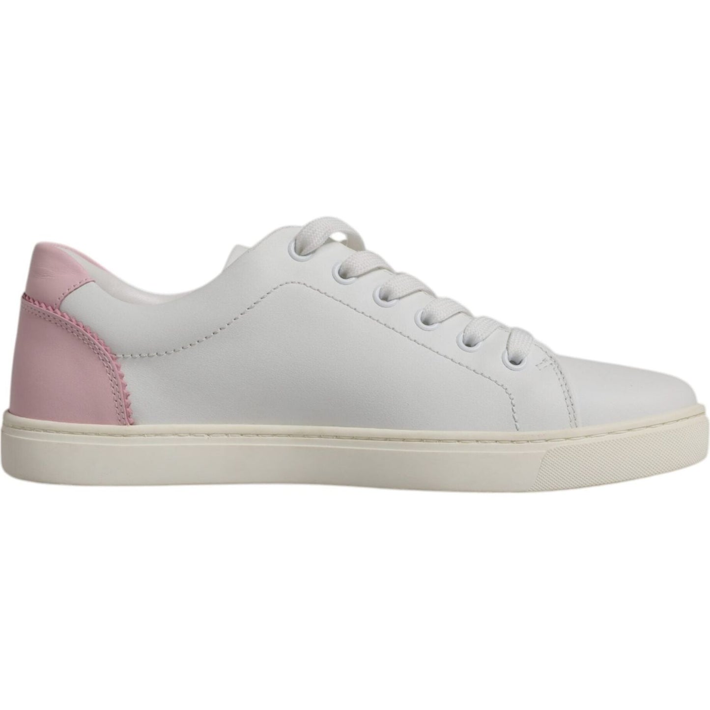 Dolce & Gabbana White Classic Calf Leather Sneakers Shoes Dolce & Gabbana Gray