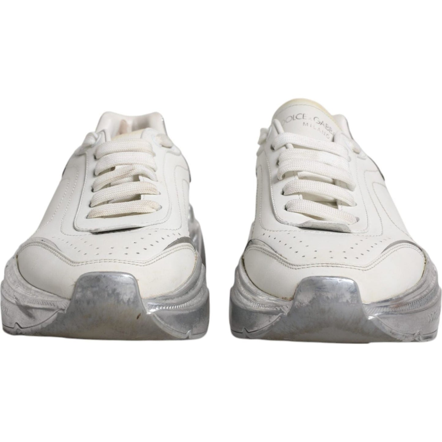 Dolce & Gabbana White Silver Daymaster Low Top Sneakers Shoes Dolce & Gabbana Light Gray