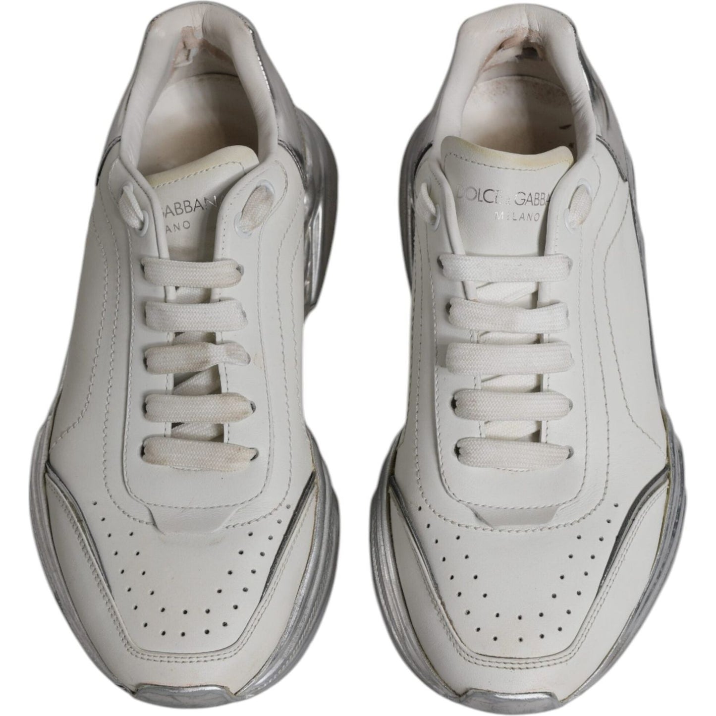Dolce & Gabbana White Silver Daymaster Low Top Sneakers Shoes Dolce & Gabbana Dark Gray