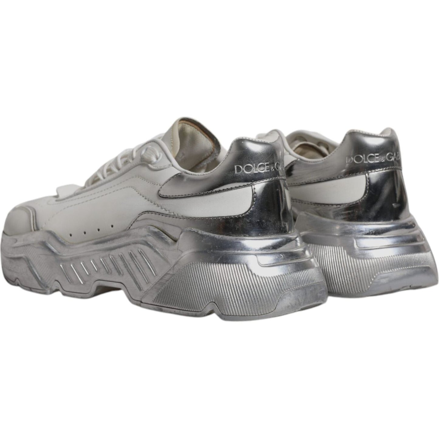 Dolce & Gabbana White Silver Daymaster Low Top Sneakers Shoes Dolce & Gabbana Slate Gray