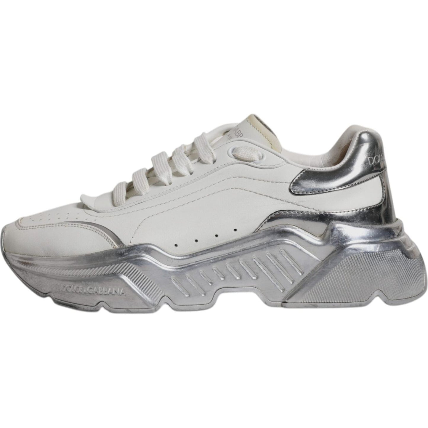 Dolce & Gabbana White Silver Daymaster Low Top Sneakers Shoes Dolce & Gabbana Dark Gray