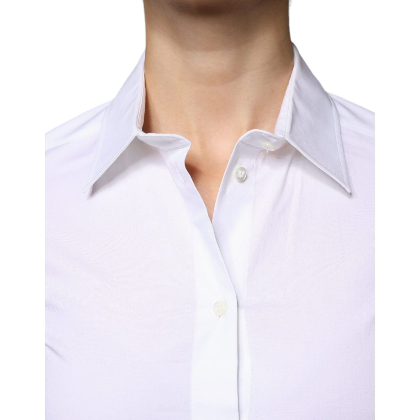 Dolce & Gabbana White Cotton Collared Long Sleeves Shirt Top Dolce & Gabbana Lavender