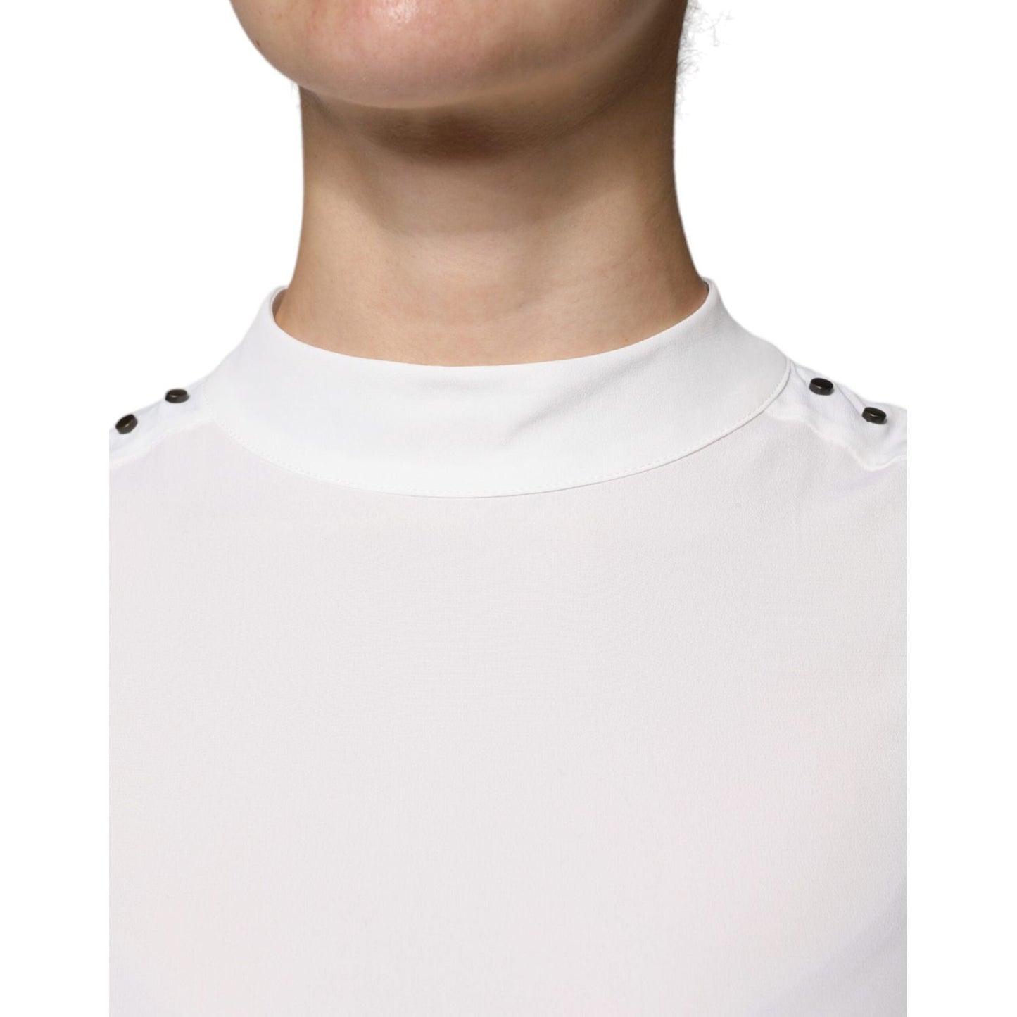 Patrizia Pepe White Mock Neckline Sleeveless Tank Blouse Top Patrizia Pepe Misty Rose