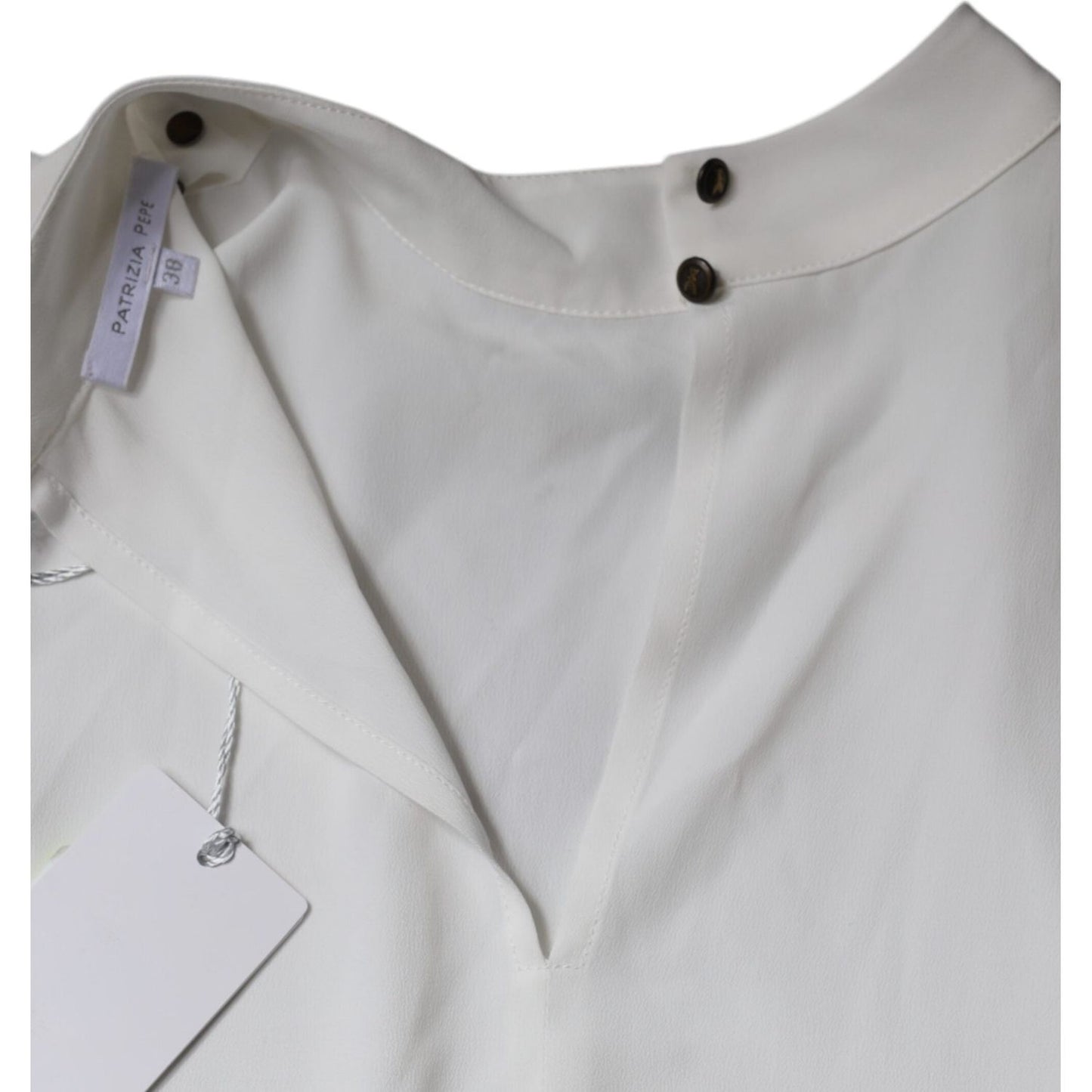 Patrizia Pepe White Mock Neckline Sleeveless Tank Blouse Top Patrizia Pepe Gray