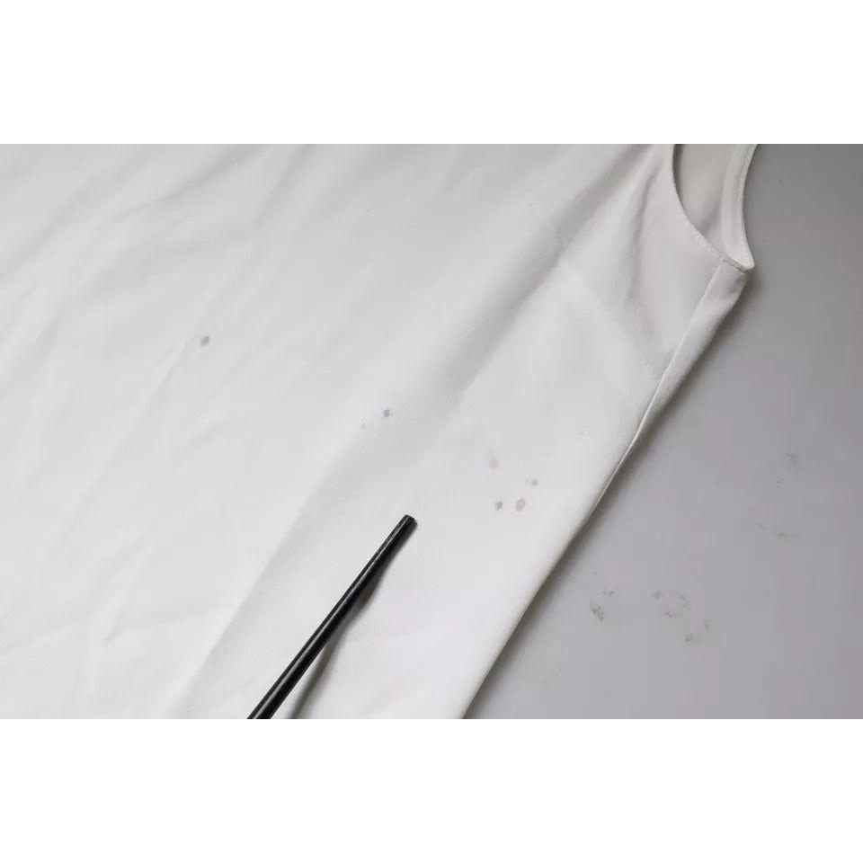 Patrizia Pepe White Mock Neckline Sleeveless Tank Blouse Top Patrizia Pepe Light Gray