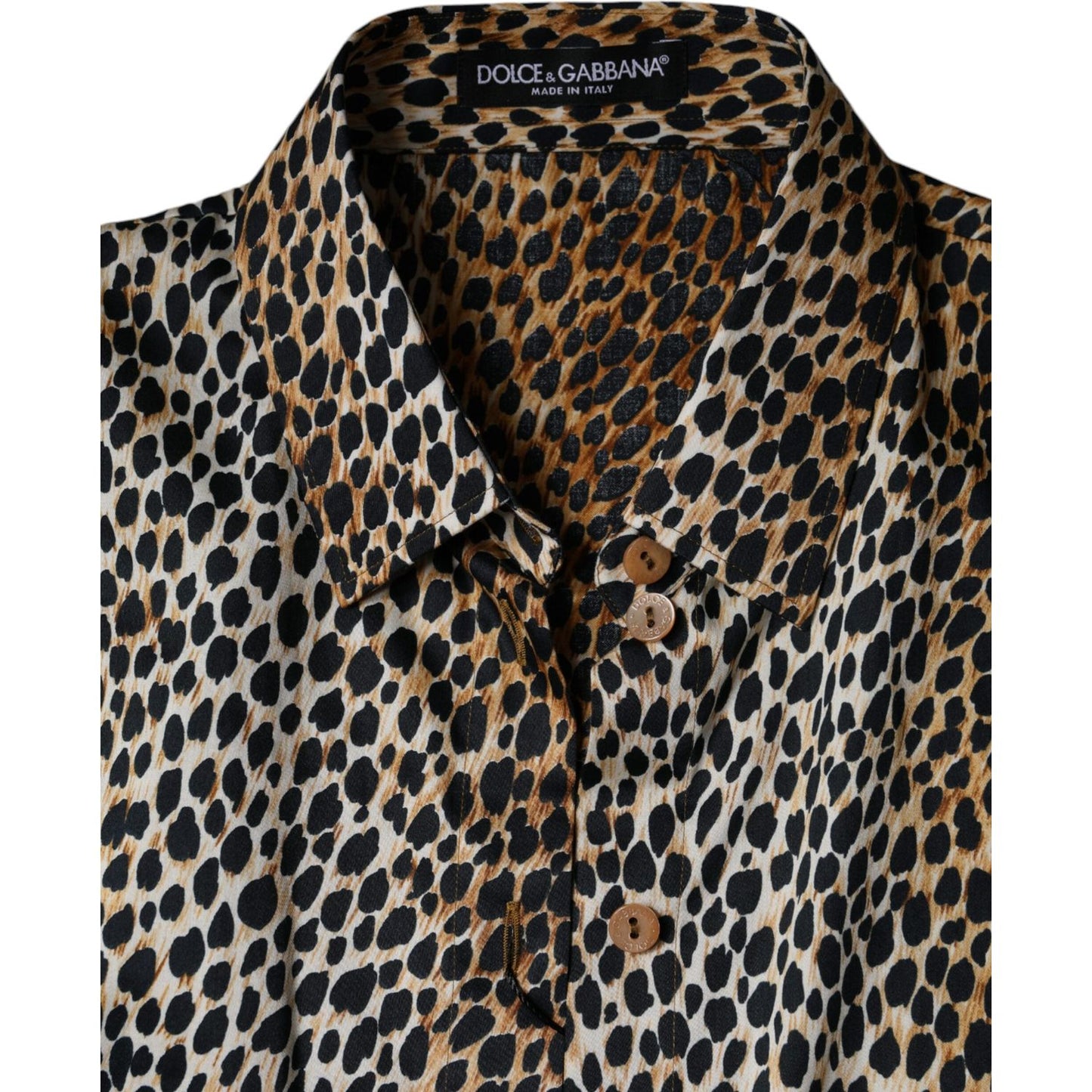 Dolce & Gabbana Brown Leopard Print Short Sleeves Blouse Top Dolce & Gabbana Rosy Brown