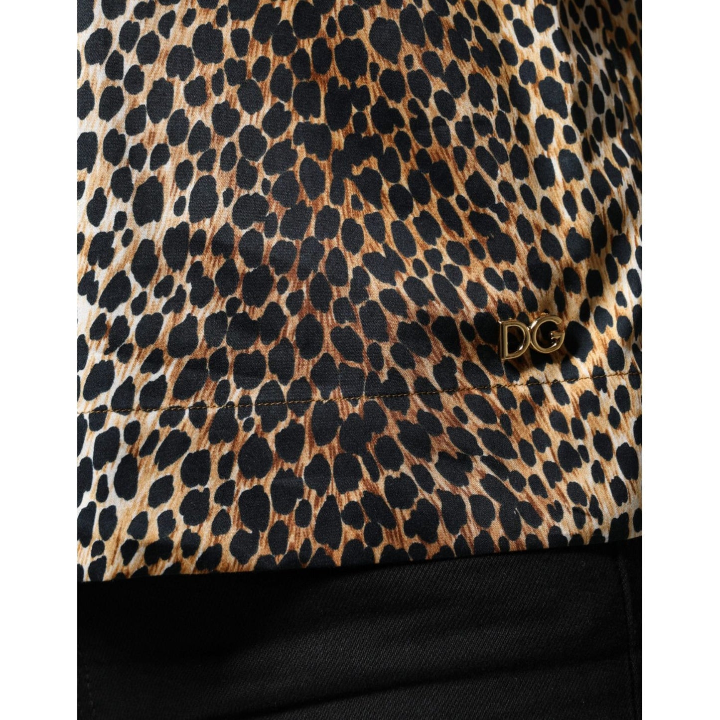 Dolce & Gabbana Brown Leopard Print Short Sleeves Blouse Top Dolce & Gabbana Rosy Brown