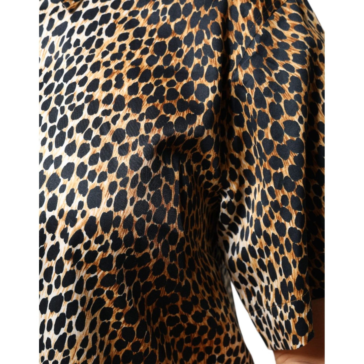 Dolce & Gabbana Brown Leopard Print Short Sleeves Blouse Top Dolce & Gabbana Tan