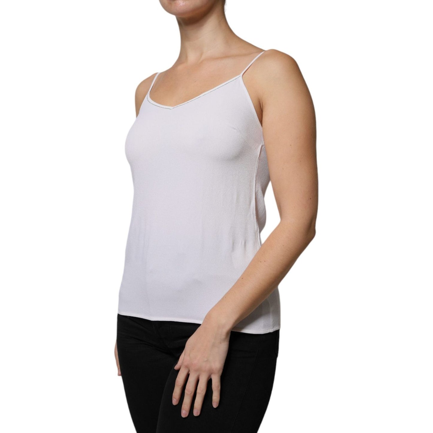 Fabiana Filippi White Spaghetti Strap Sleeveless Tank Top Fabiana Filippi Gray