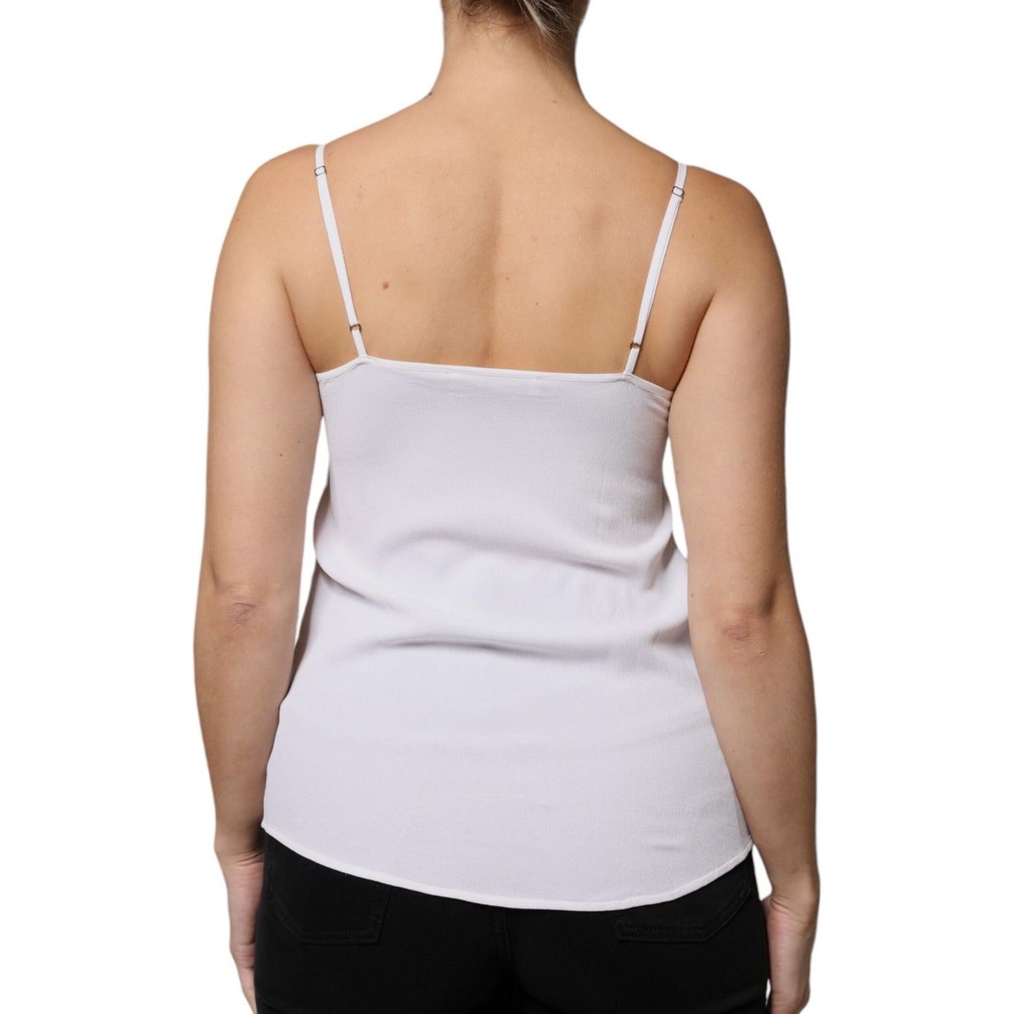 Fabiana Filippi White Spaghetti Strap Sleeveless Tank Top Fabiana Filippi Rosy Brown